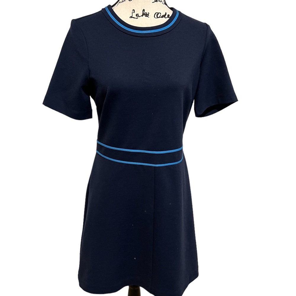 Draper James Blue Color Block Trim A-line Ponte Knit Dress sz M
